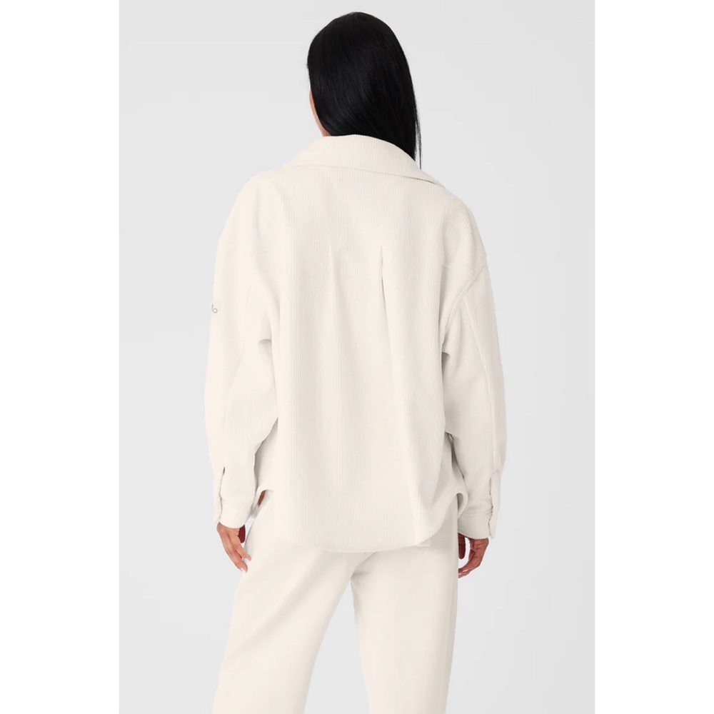 Alo Yoga Ribbed Velour Mountain Side Shacket Ivory S - Picture 2 of 13